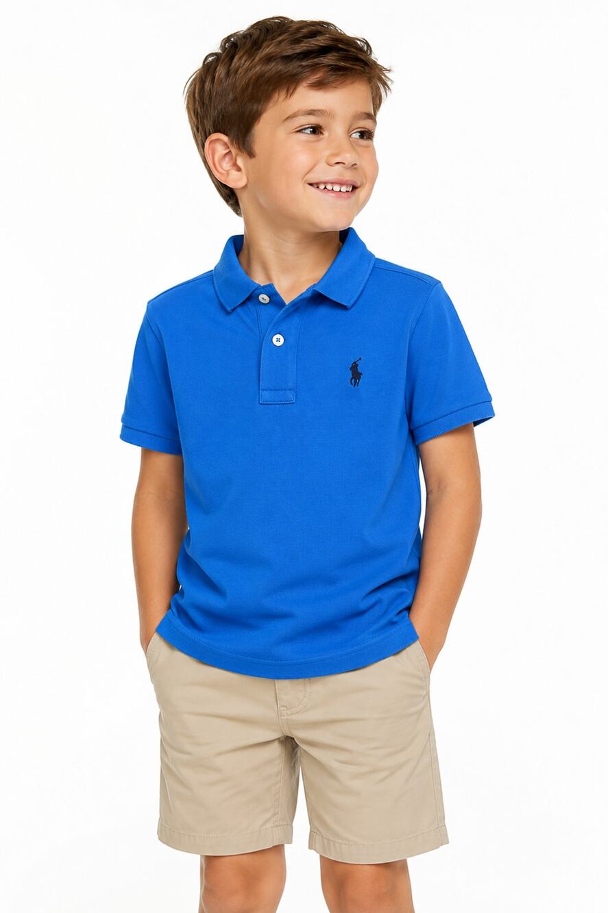Nautica Boys Size 5/6 Blue Polo Shirt Short Sleeve Collared School EUC